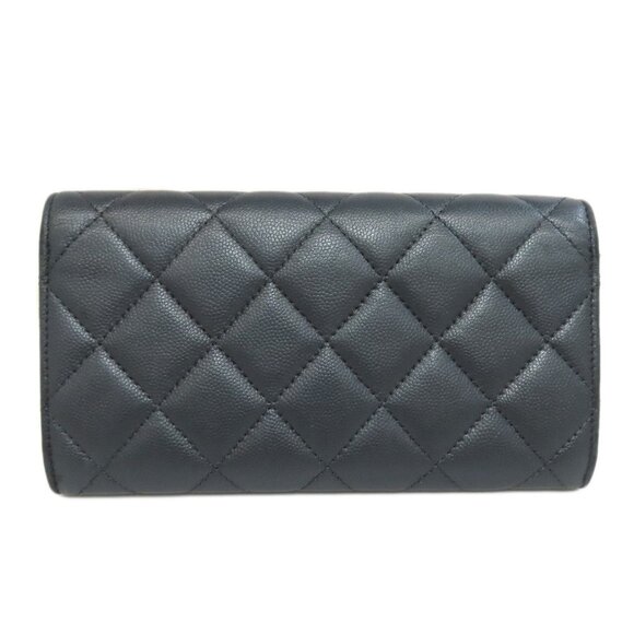 CHANEL Gray Caviar Leather Logo Wallet - Picture 2 of 11